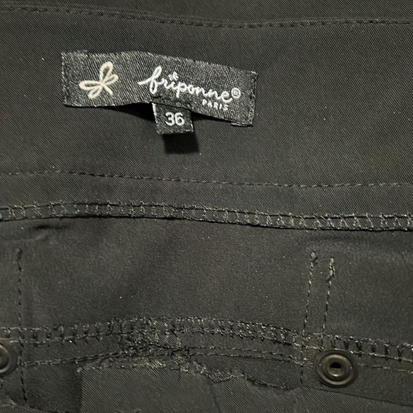 Friponne Paris Black Mini Skirt Stretch Size Small Medium France Size 36 - Picture 4 of 5